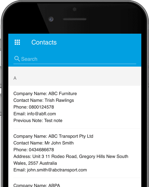Contacts, suppliers and teams in Formitize App